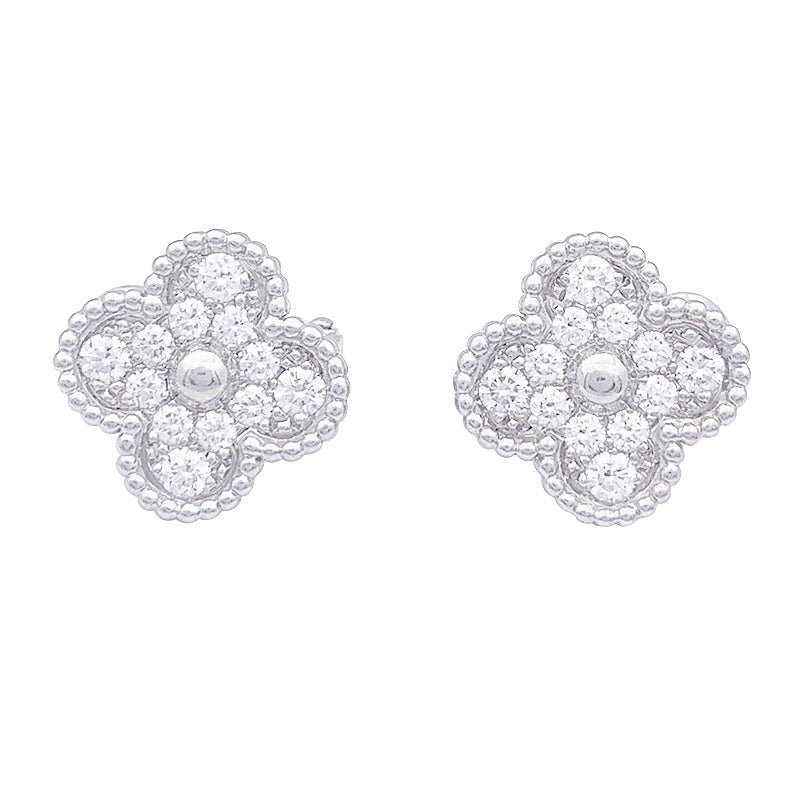 Boucles d'oreilles Van Cleef & Arpels "Vintage Alhambra" en or blanc et diamant - Castafiore