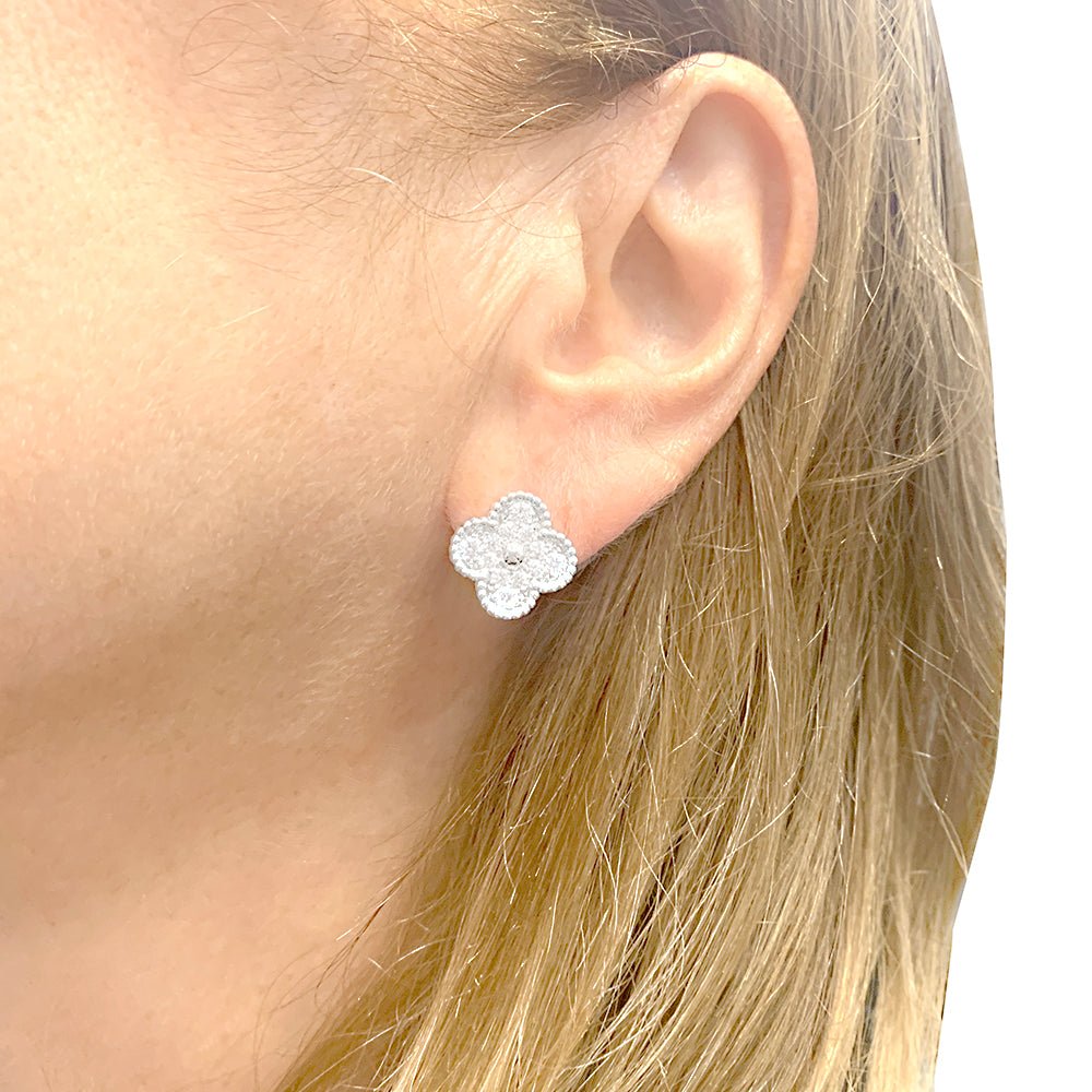 Van Cleef & Arpels “Vintage Alhambra” earrings in white gold