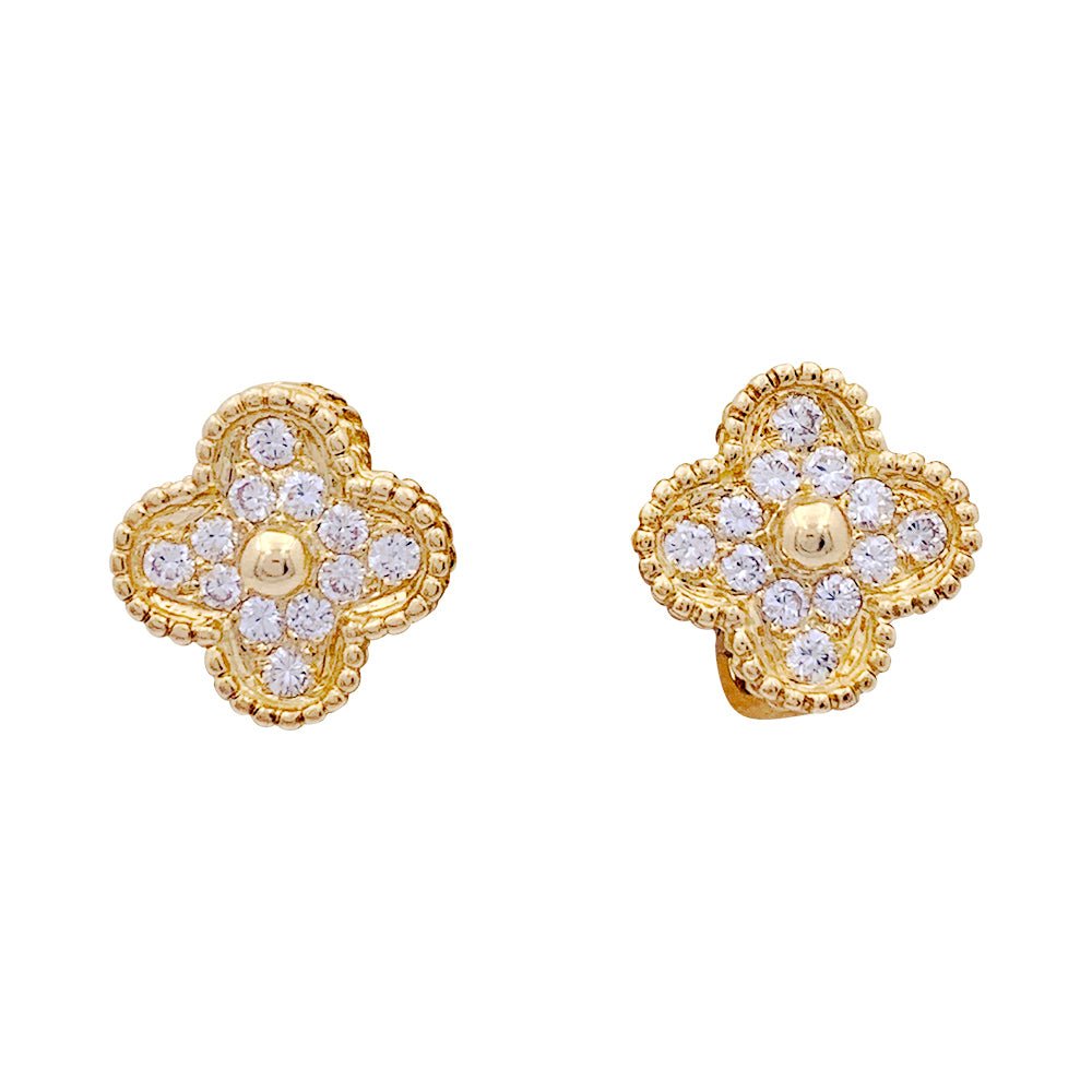 Boucles d'oreilles Van Cleef & Arpels, "Vintage Alhambra" en or jaune et diamant - Castafiore