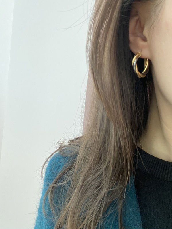 Boucles d'oreilles vintage créoles torsadées en or 18k - Castafiore