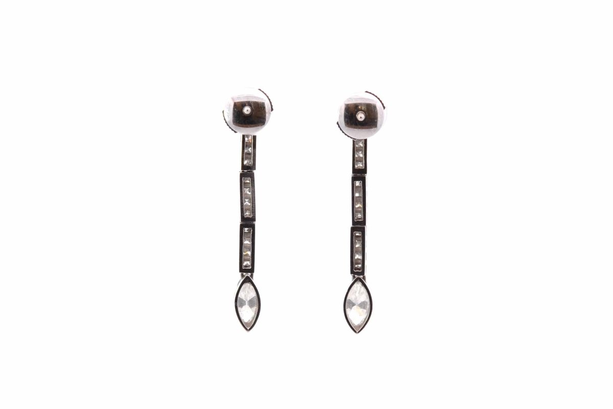 Boucles d'oreilles vintage diamants en or blanc 18k - Castafiore