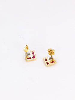 Boucles d’oreilles vintage diamants rubis calibres - Castafiore