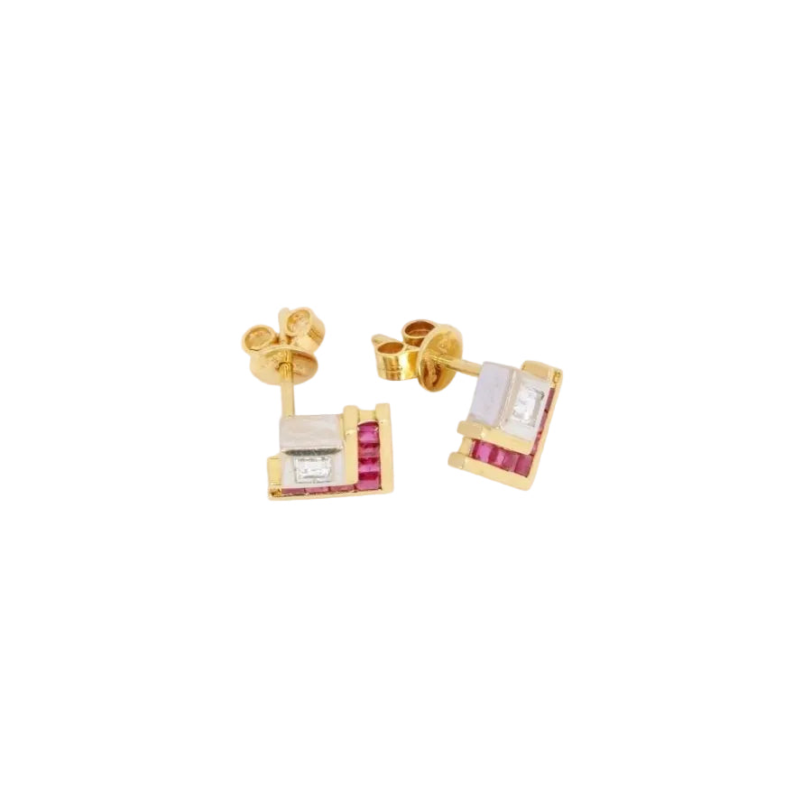 Boucles d’oreilles vintage diamants rubis calibres - Castafiore