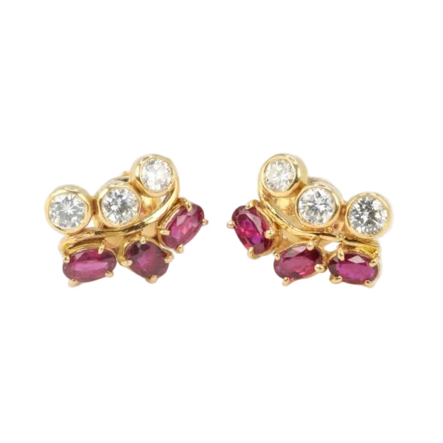 Boucles d’oreilles vintage en or, diamants et grenats - Castafiore