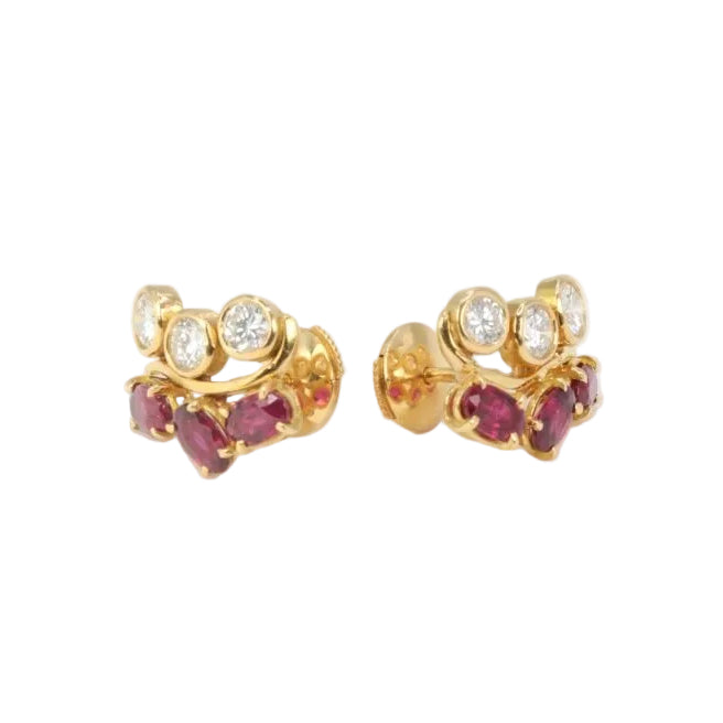 Boucles d’oreilles vintage en or, diamants et grenats - Castafiore