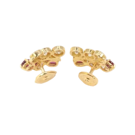 Boucles d’oreilles vintage en or, diamants et grenats - Castafiore