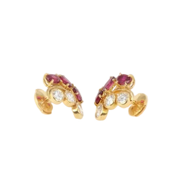 Boucles d’oreilles vintage en or, diamants et grenats - Castafiore