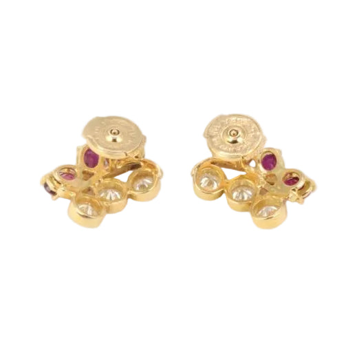 Boucles d’oreilles vintage en or, diamants et grenats - Castafiore