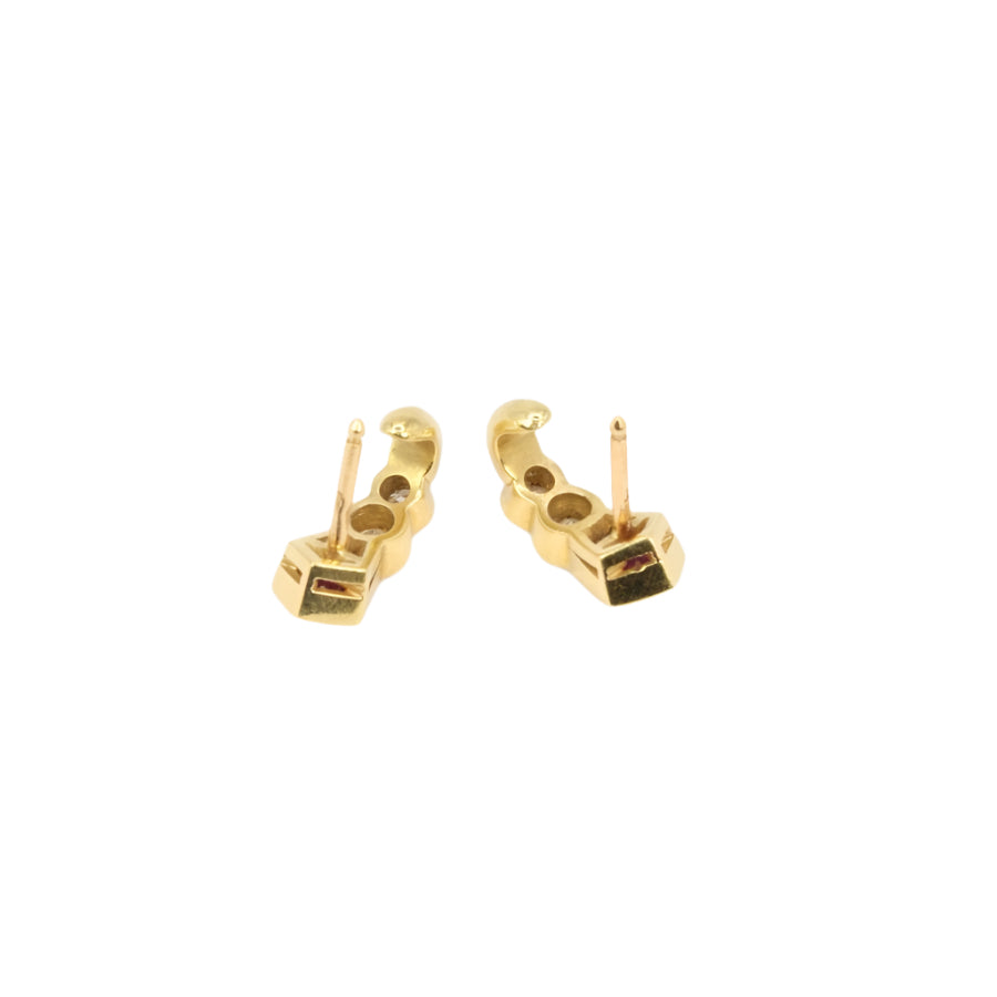 Boucles d’oreilles vintage en or jaune, diamants et rubis - Castafiore