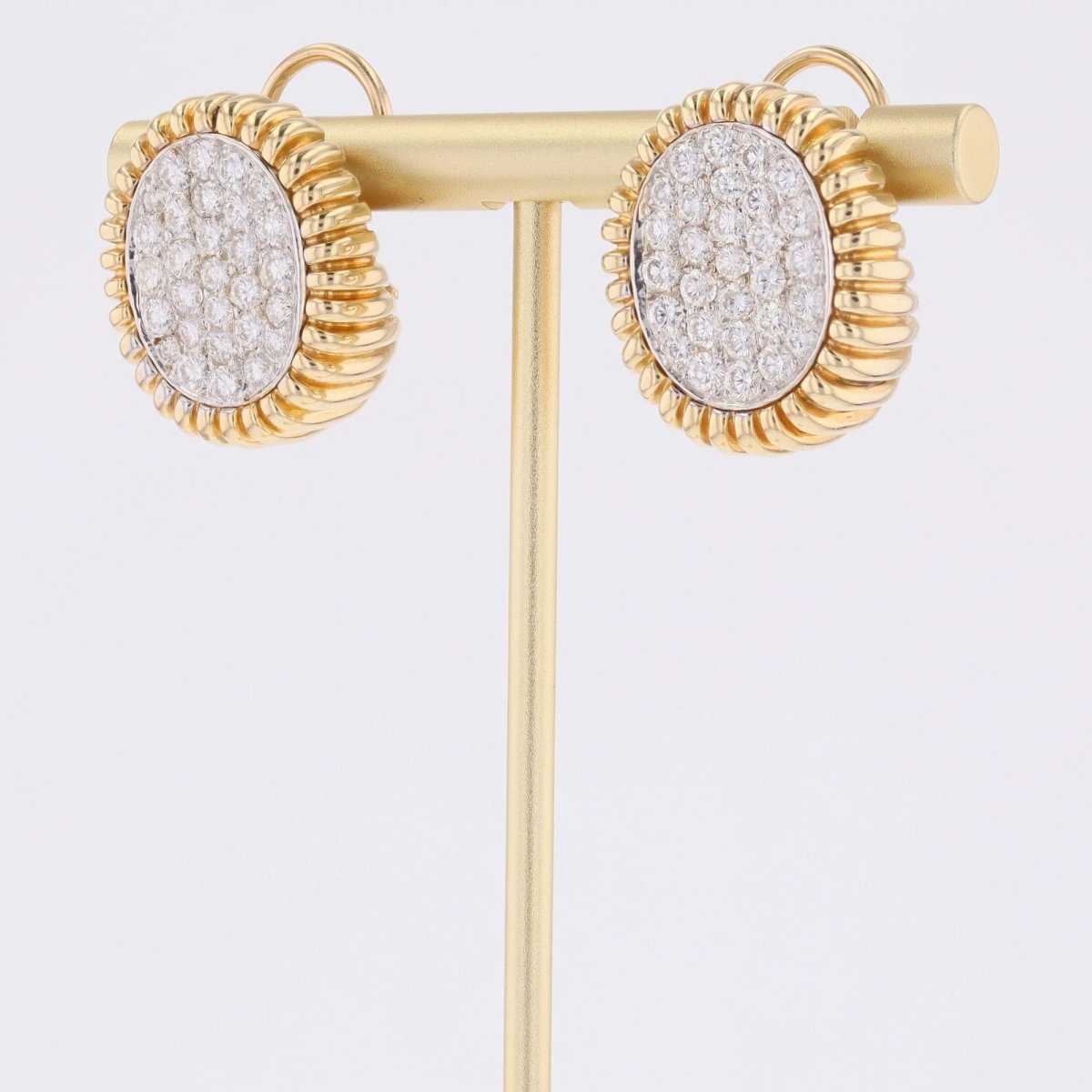 Boucles d'oreilles vintage en or jaune et platine avec diamants - Castafiore