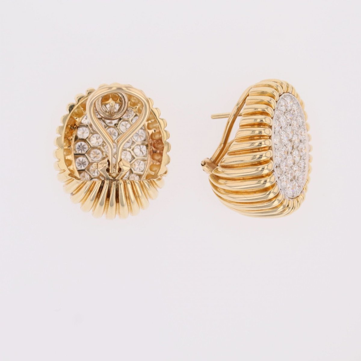Boucles d'oreilles vintage en or jaune et platine avec diamants - Castafiore