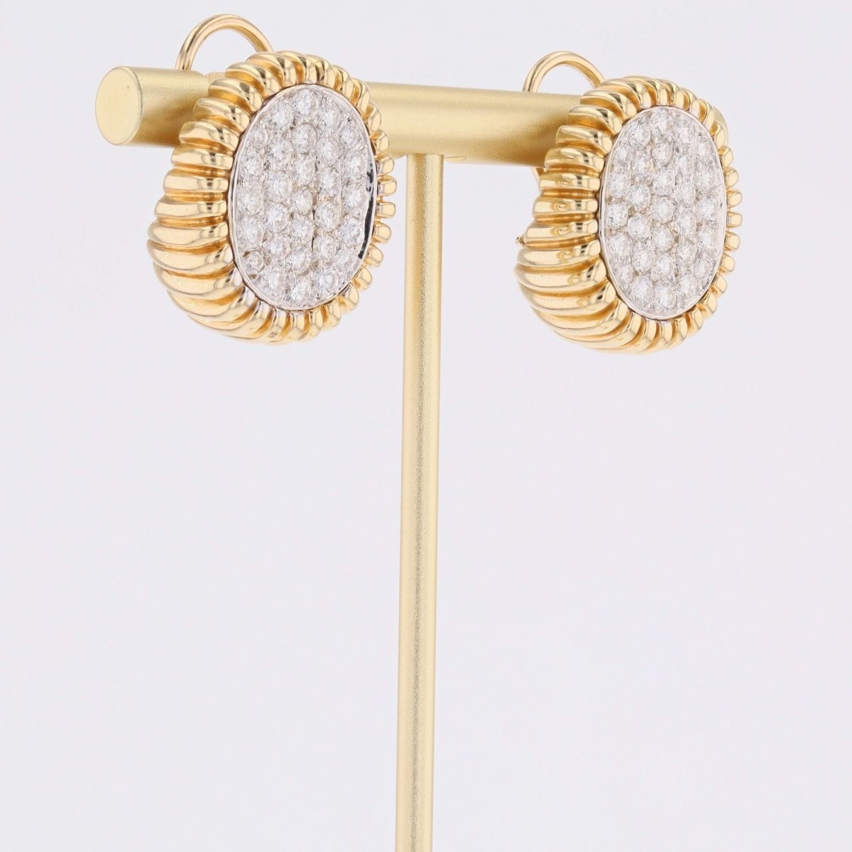 Boucles d'oreilles vintage en or jaune et platine avec diamants - Castafiore