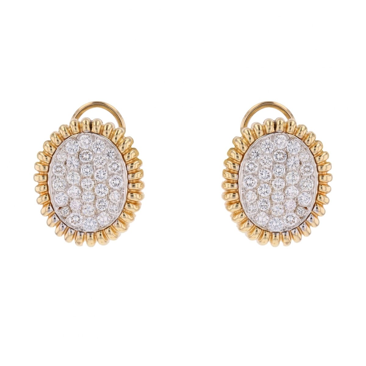 Boucles d'oreilles vintage en or jaune et platine avec diamants - Castafiore