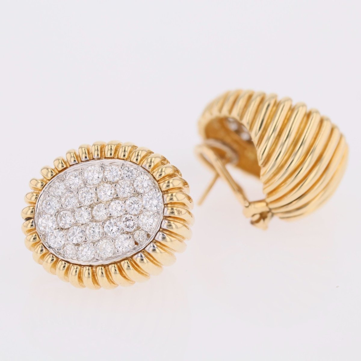 Boucles d'oreilles vintage en or jaune et platine avec diamants - Castafiore