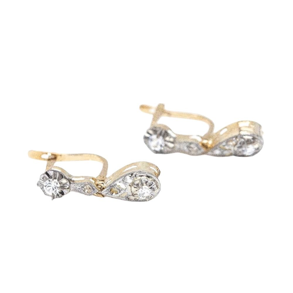 Boucles d'oreilles vintage en platine et diamants - Castafiore