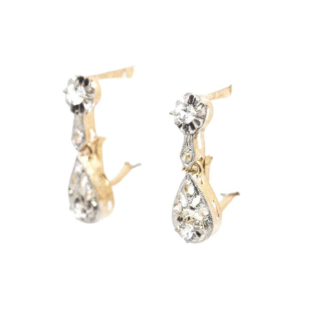 Boucles d'oreilles vintage en platine et diamants - Castafiore