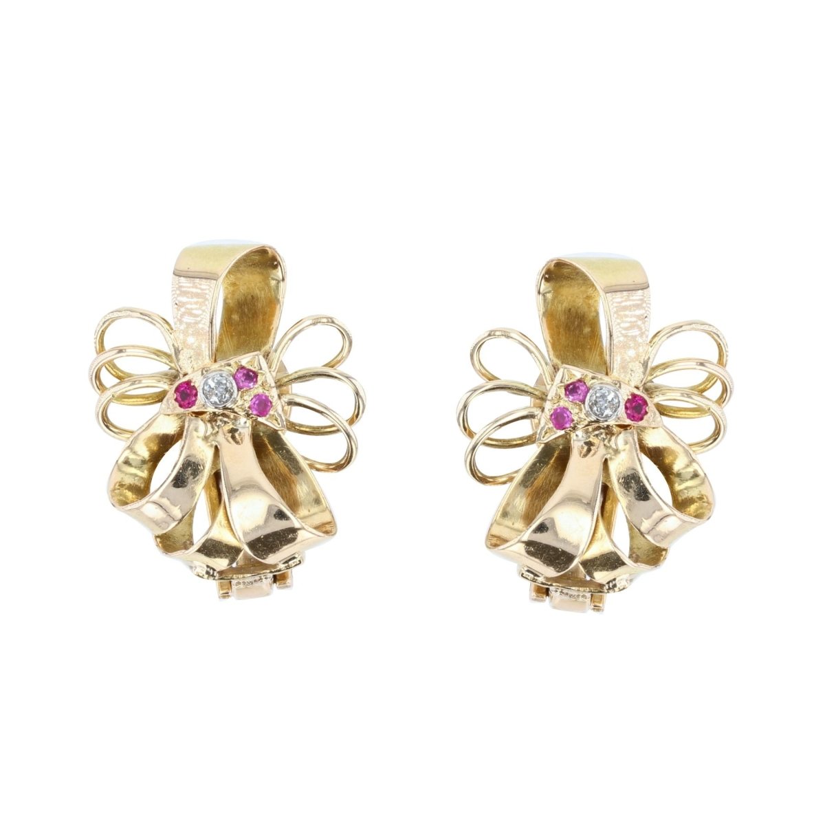 Boucles d'oreilles VINTAGE Nud en or jaune et diamants - Castafiore