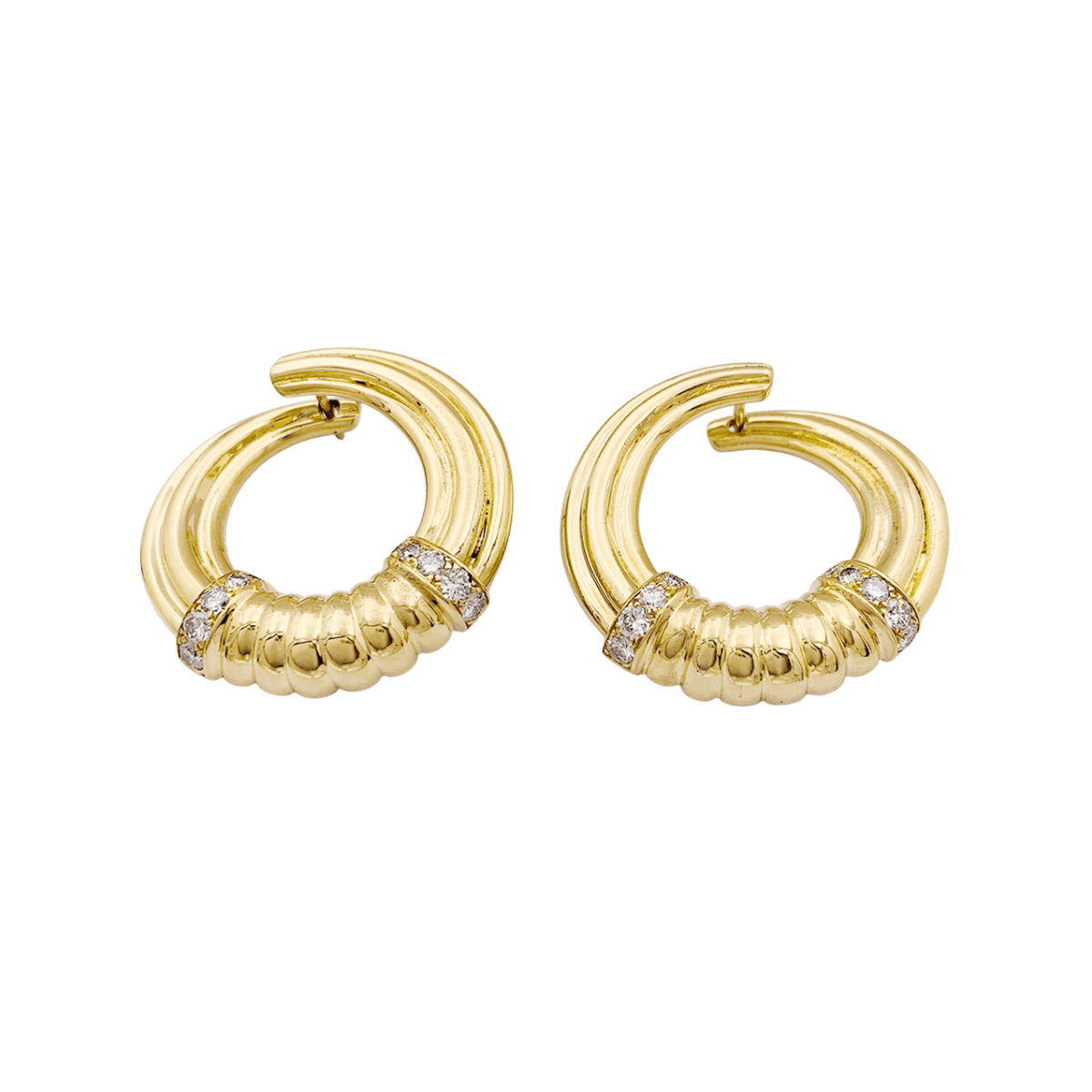 Boucles d'oreilles vintage or, diamants. - Castafiore