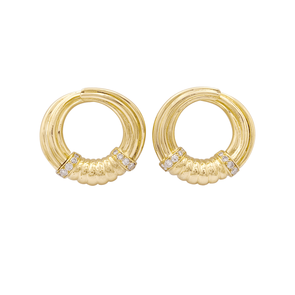 Boucles d'oreilles vintage or, diamants. - Castafiore