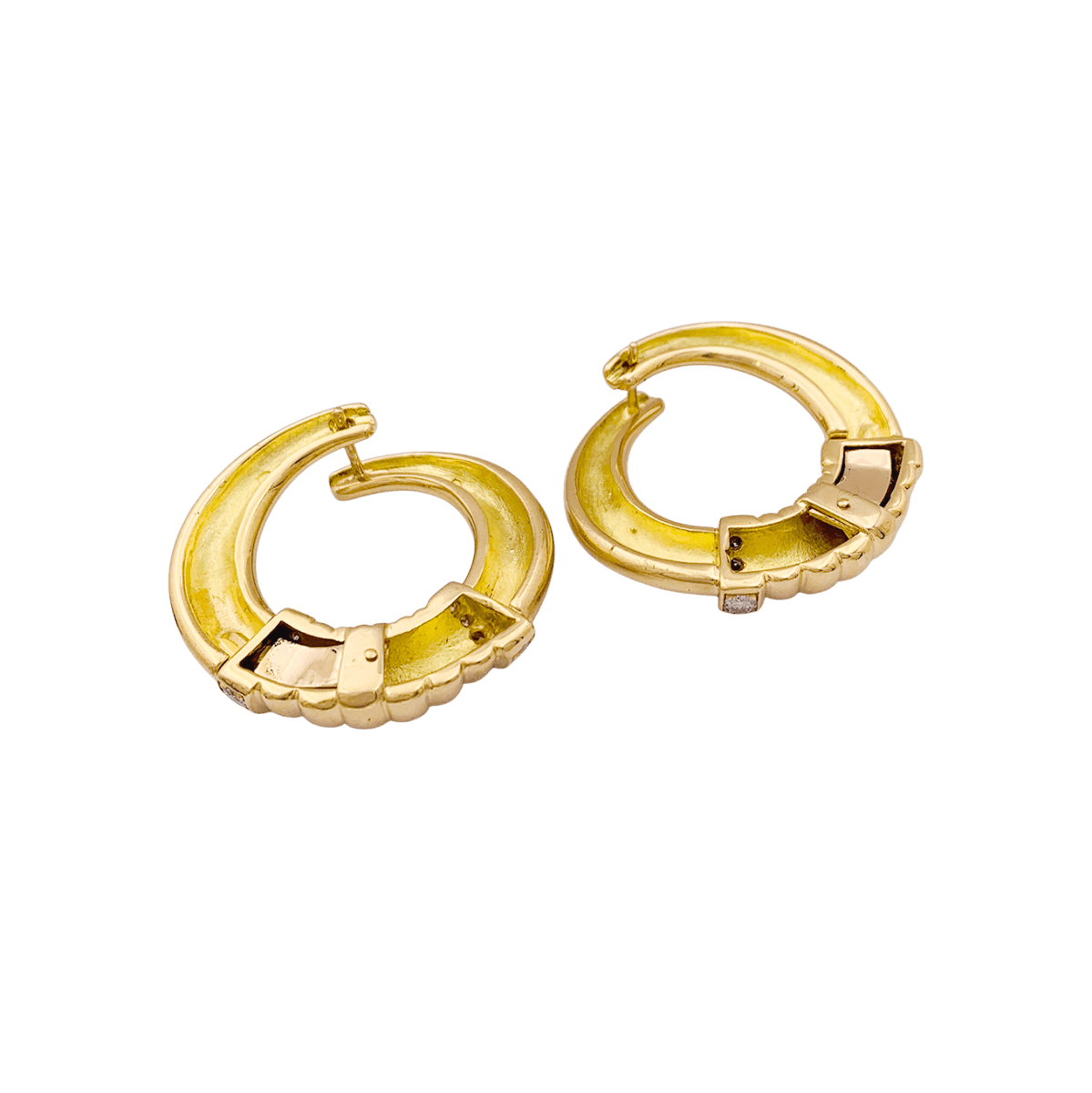 Boucles d'oreilles vintage or, diamants. - Castafiore