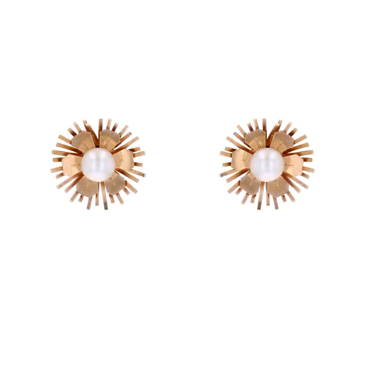 Boucles d'oreilles VINTAGE Puce en or rose et perles de culture - Castafiore