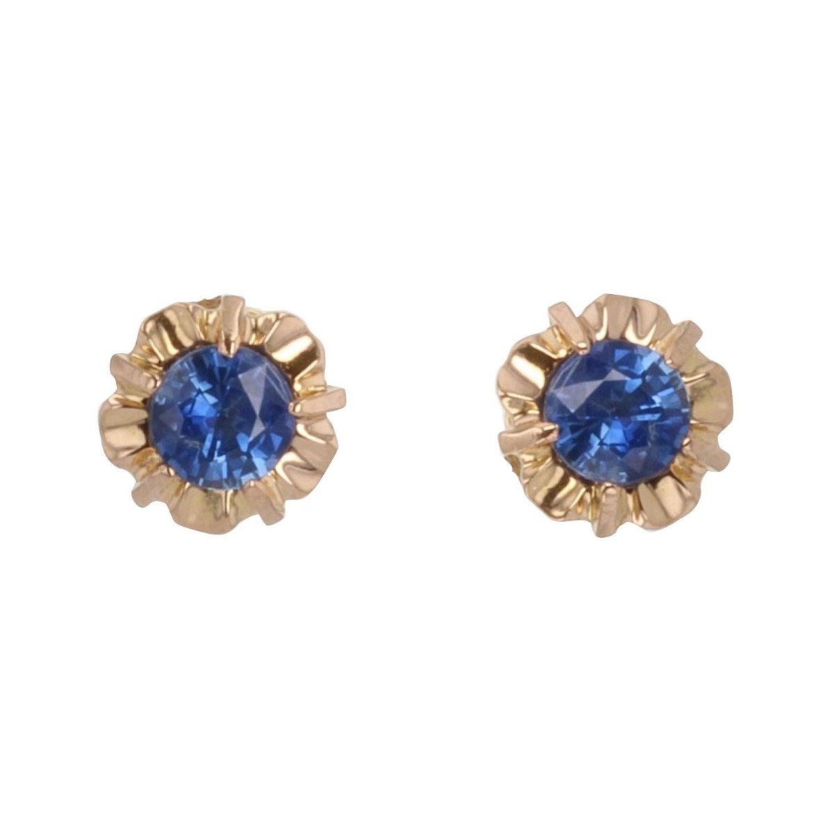 Boucles d'oreilles VINTAGE Puces en or jaune et saphirs - Castafiore