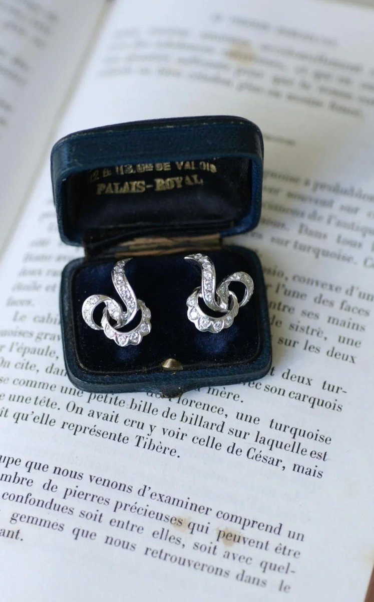 Boucles d'Oreilles Volutes Diamant Or Blanc - Castafiore