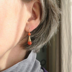 Boucles d’oreilles XIXe en or rose et corail - Castafiore