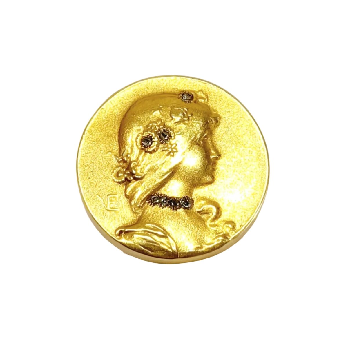 Bouton de plastron EMILE VERNIER en or jaune et diamants - Castafiore