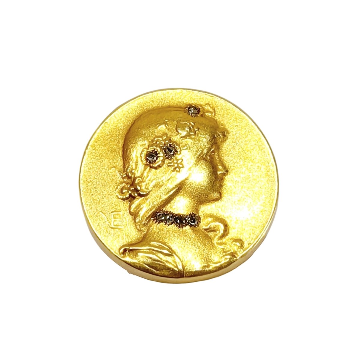 Bouton de plastron EMILE VERNIER en or jaune et diamants - Castafiore