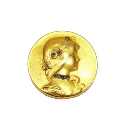 Bouton de plastron EMILE VERNIER en or jaune et diamants - Castafiore