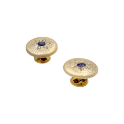 Boutons de col en or jaune, saphirs et diamants. - Castafiore