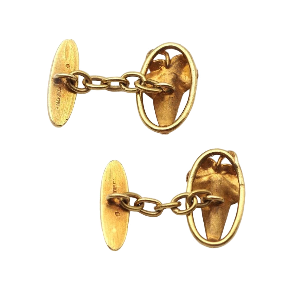 Boutons de manchette ARNOULD Art Nouveau en or jaune - Castafiore