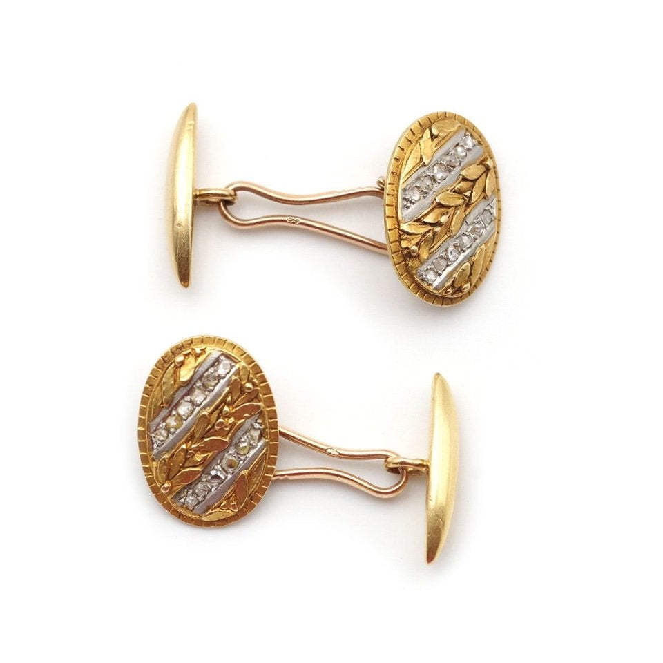 Boutons de manchette Art Nouveau en or et platine - Castafiore