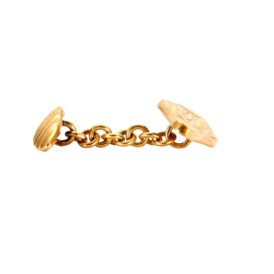 Boutons de manchette Art Nouveau en or jaune - Castafiore