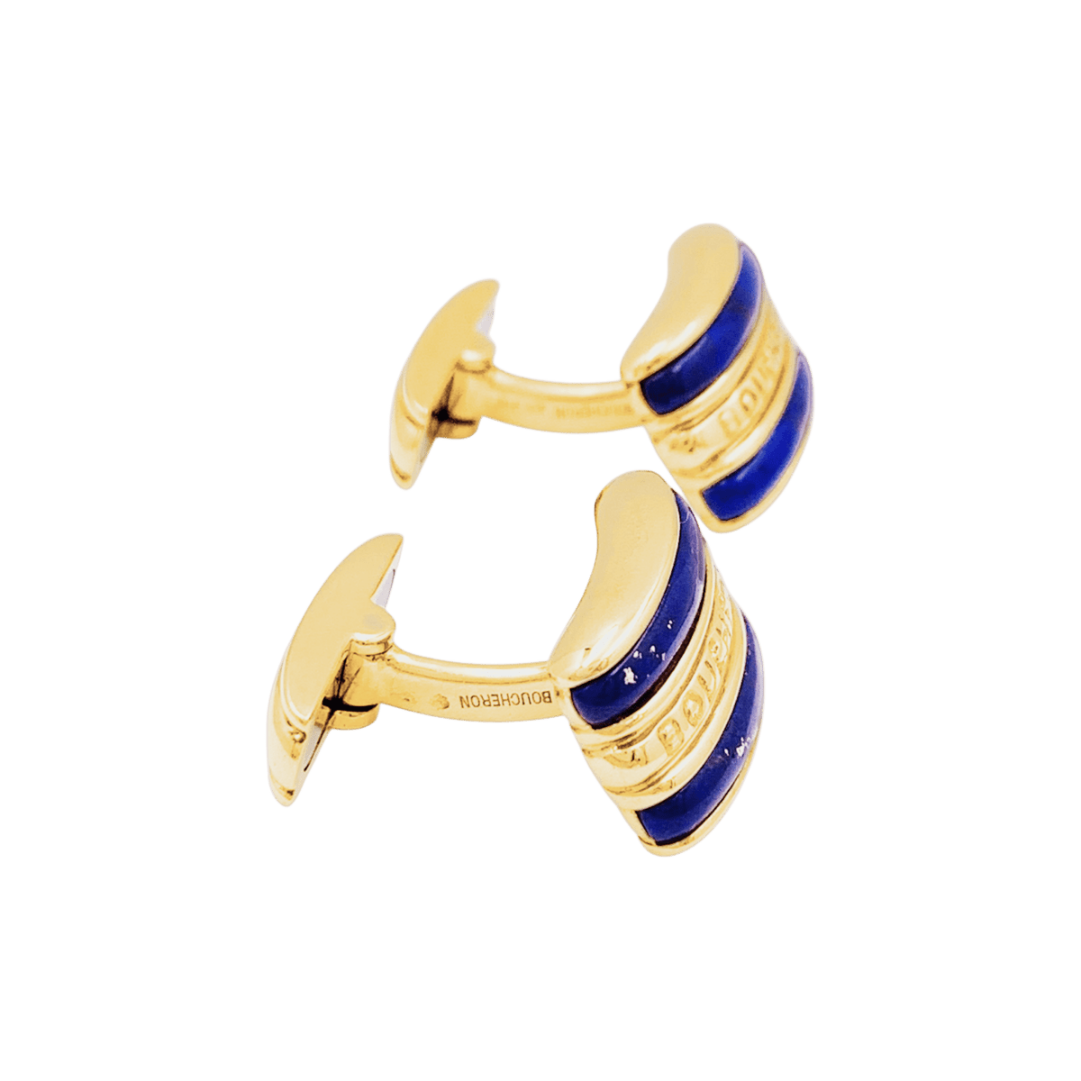 Boutons de manchette BOUCHERON en or jaune et lapis-lazuli - Castafiore