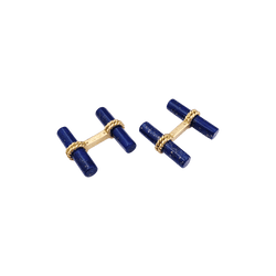 Boutons de manchette BOUCHERON en or jaune et lapis - lazuli - Castafiore