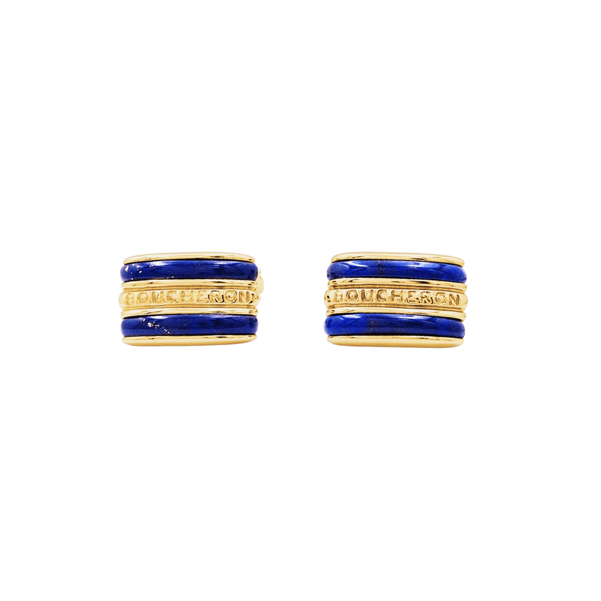 Boutons de manchette BOUCHERON en or jaune et lapis-lazuli - Castafiore