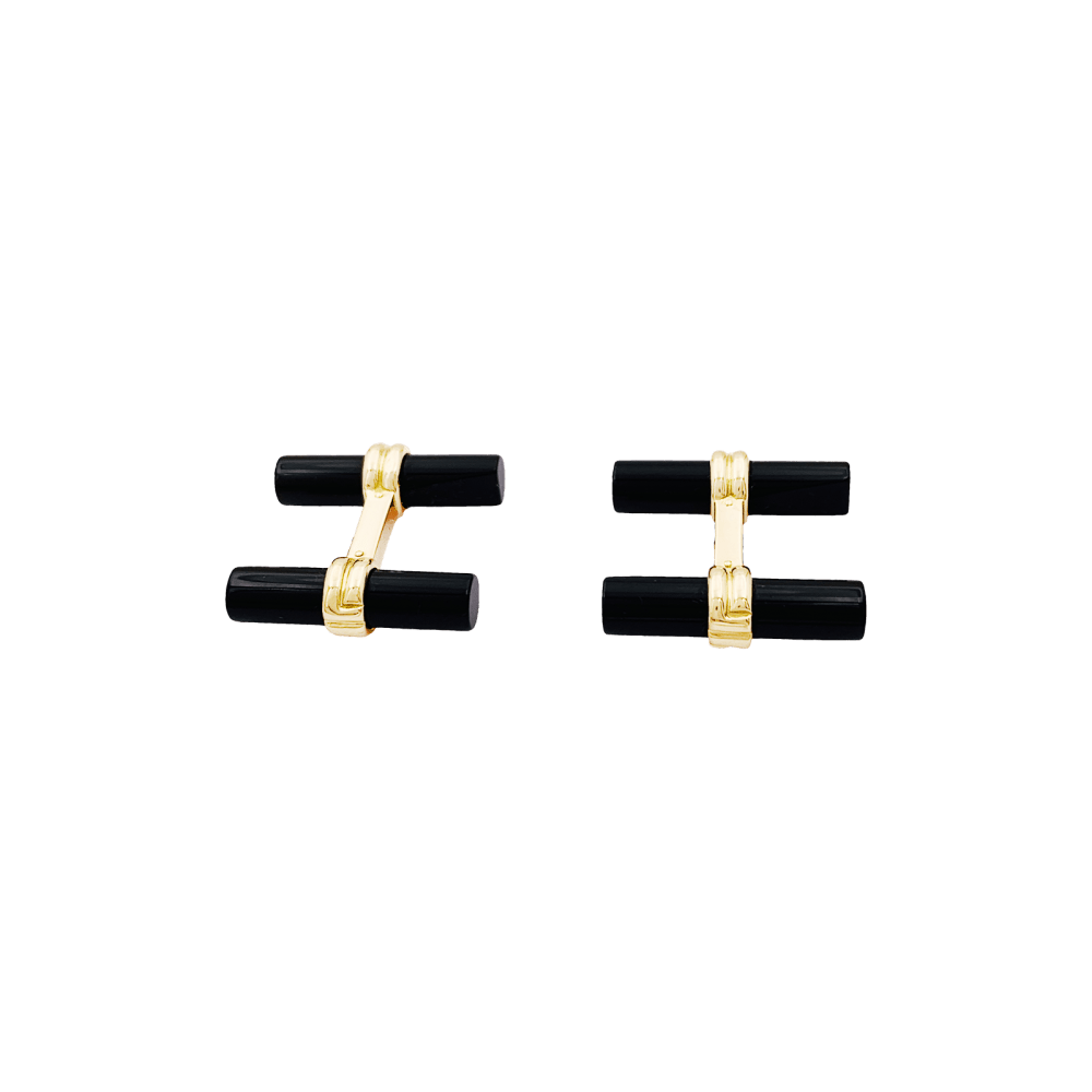 Boutons de manchette BOUCHERON en or jaune et onyx - Castafiore