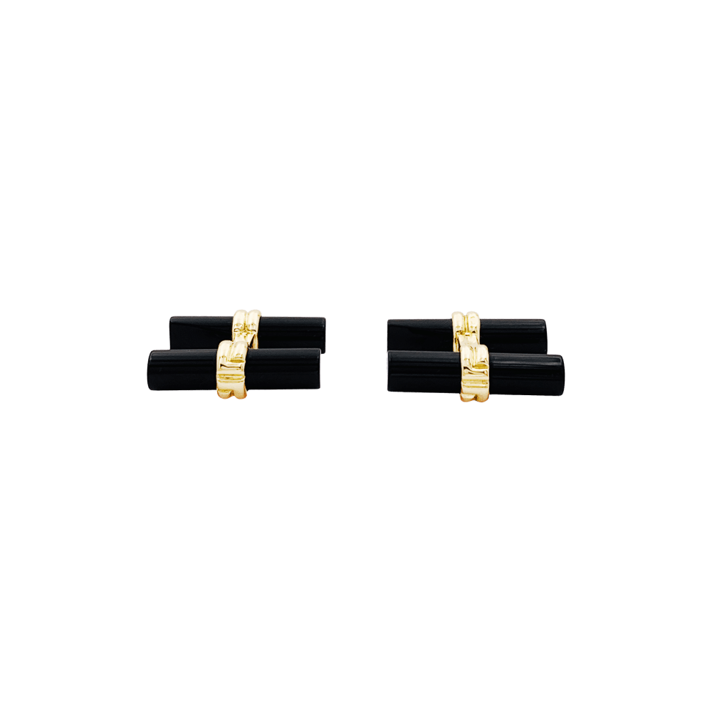 Boutons de manchette BOUCHERON en or jaune et onyx - Castafiore