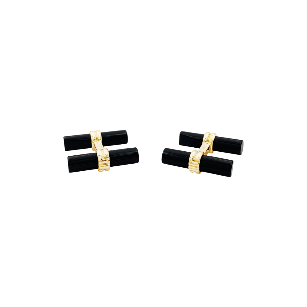 Boutons de manchette BOUCHERON en or jaune et onyx - Castafiore