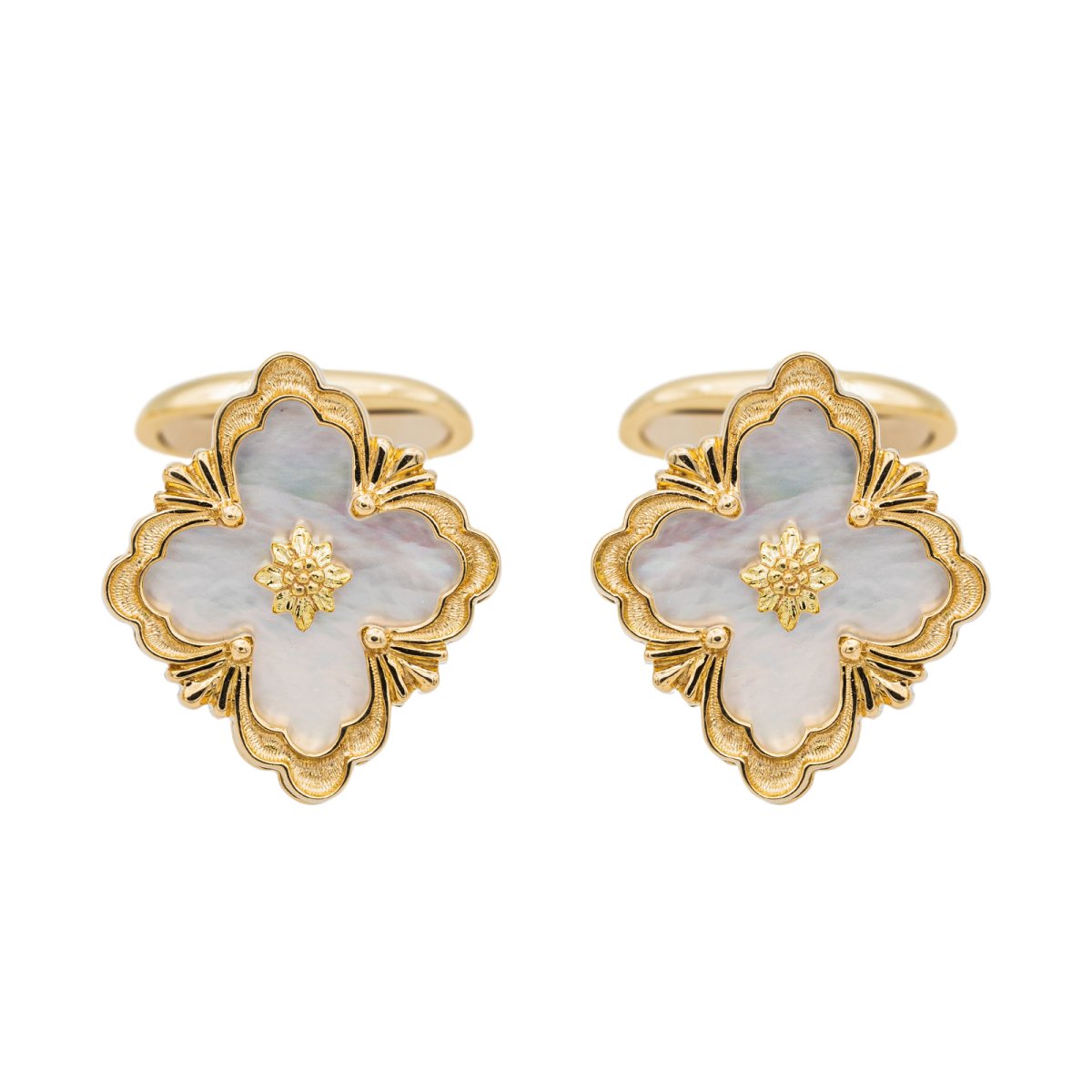 Boutons de manchette BUCCELLATI en or jaune et nacre - Castafiore