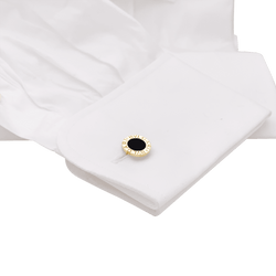 Boutons de manchette BULGARI "Bulgari Bulgari" en or jaune et onyx - Castafiore