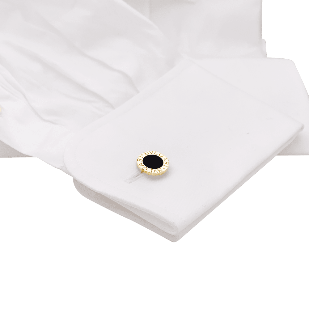 Boutons de manchette BULGARI "Bulgari Bulgari" en or jaune et onyx - Castafiore