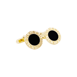 Boutons de manchette BULGARI "Bulgari Bulgari" en or jaune et onyx - Castafiore