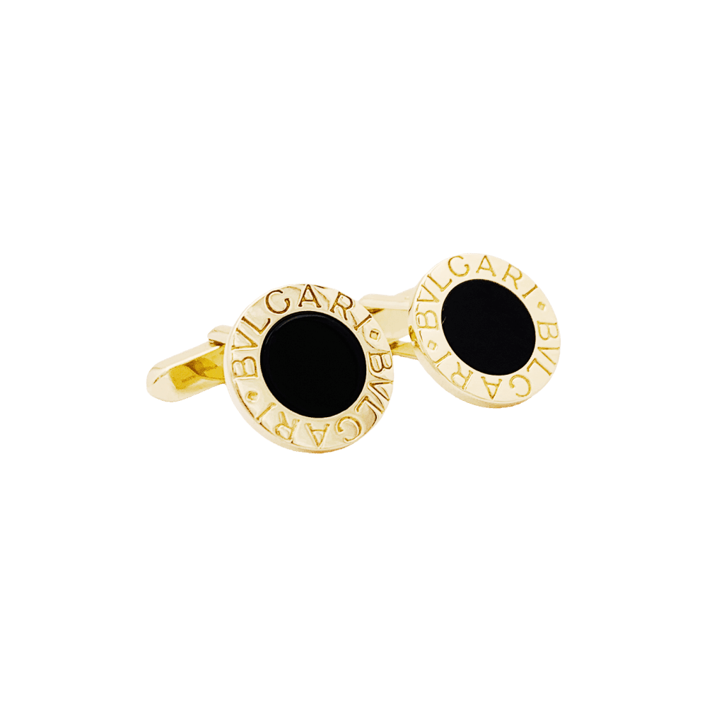 Boutons de manchette BULGARI "Bulgari Bulgari" en or jaune et onyx - Castafiore
