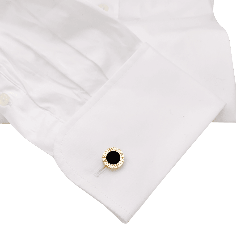 Boutons de manchette BULGARI "Bulgari Bulgari" en or jaune et onyx - Castafiore