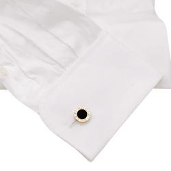 Boutons de manchette BULGARI "Bulgari Bulgari" en or jaune et onyx - Castafiore