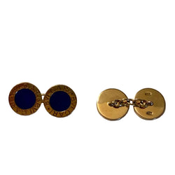 Boutons de manchette BULGARI en or jaune et lapis-lazuli - Castafiore