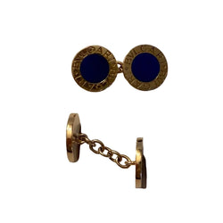 Boutons de manchette BULGARI en or jaune et lapis-lazuli - Castafiore